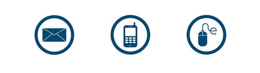 symbols for email, phone, and computer mouse